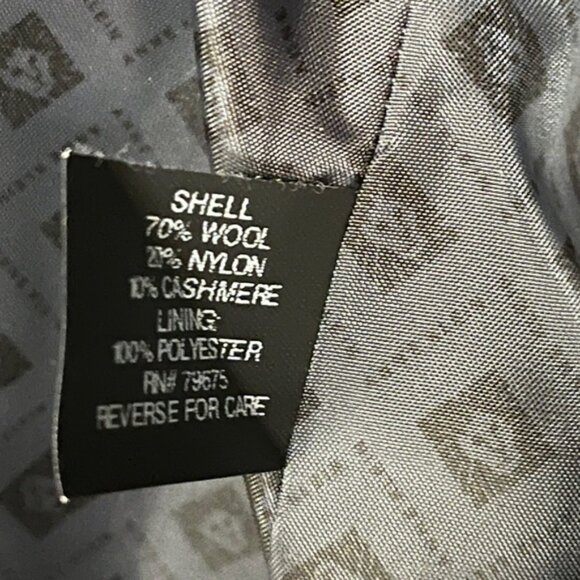 Anne Klein Black Wool Cashmere Blend Single Breast Walking Coat Pea Coat Size 12 - Picture 12 of 13